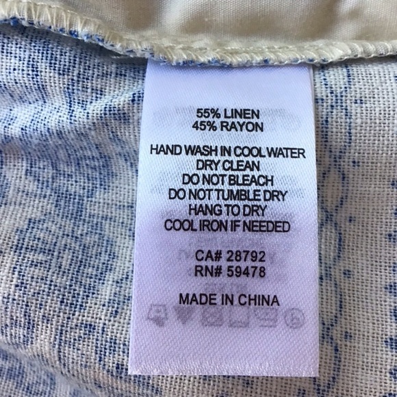 Joie Boho Pattern Linen Blend Wide Leg Cropped Pants - Picture 5 of 5